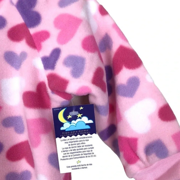 WONDER KIDS NWT GIRLS PAJAMAS PJS SLEEPWEAR HEARTS PINK SIZE 12 MINTHS 2T 3T - Picture 5 of 8